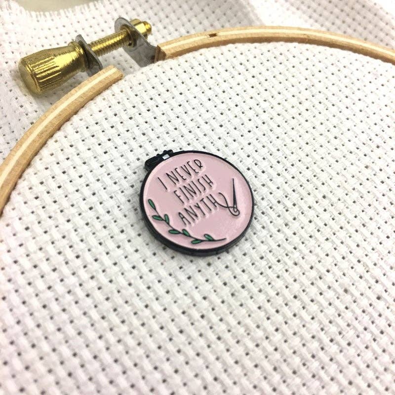 Pink "I Never Finish Anythin..." Needle Minders