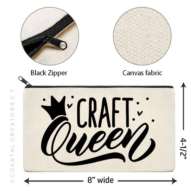 Craft Queen Beige Multi-Use Canvas Zipper Pouch Bag