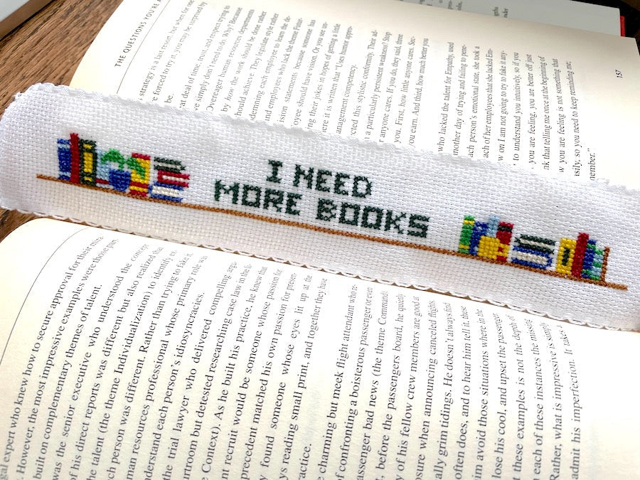 More Books Bookmark Counted Cross Stitch DIY KIT - Spot Colors - Online Exclusive
