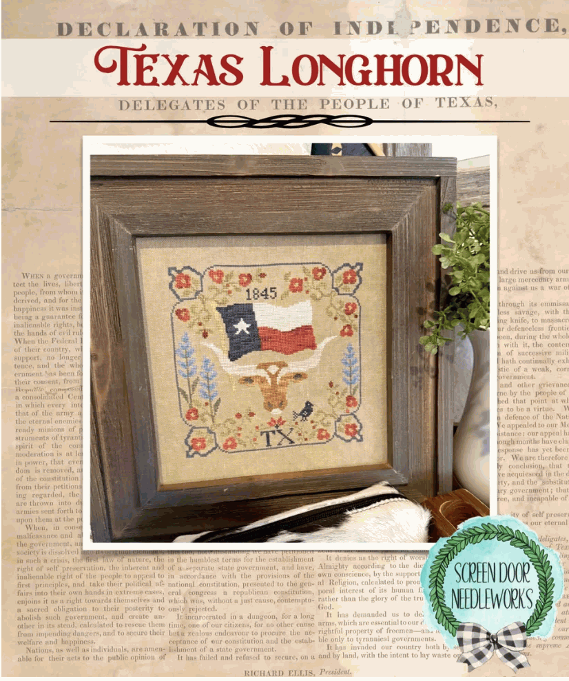 Texas Longhorn - Screen Door Needleworks