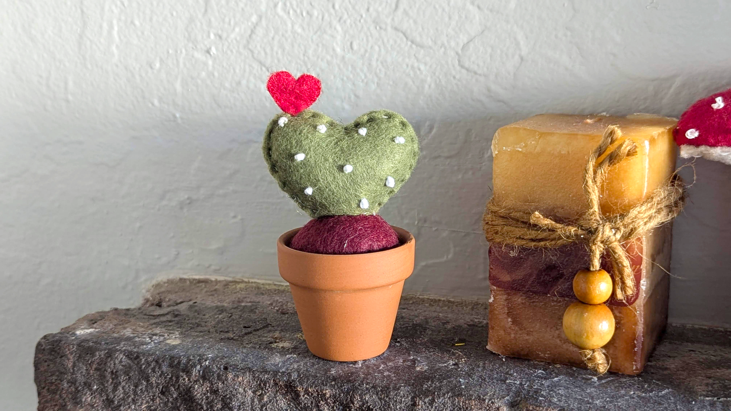 Handmade Felted Cactus Pincushion