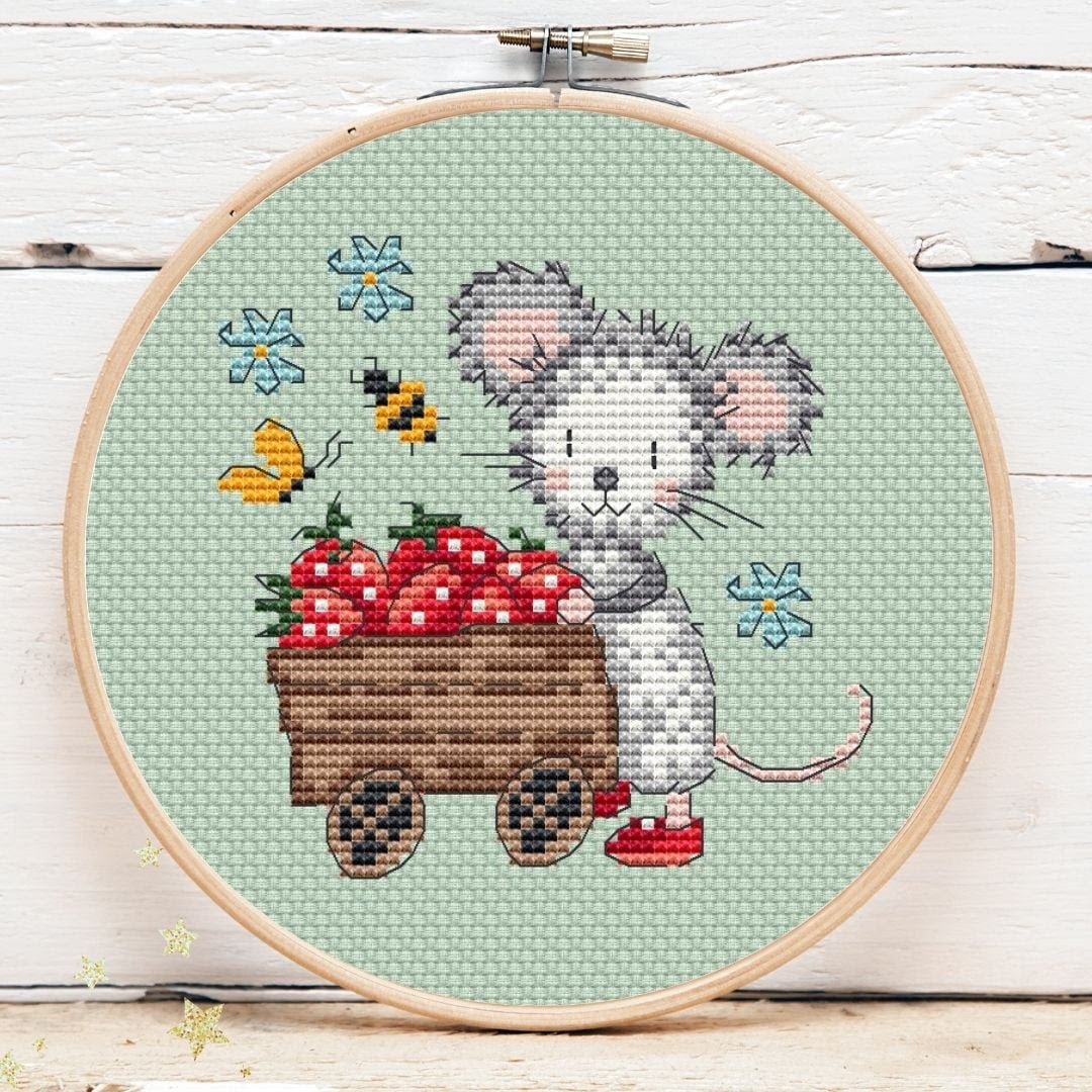 Strawberry Mouse Mini 4 - Artmishka Cross Stitch