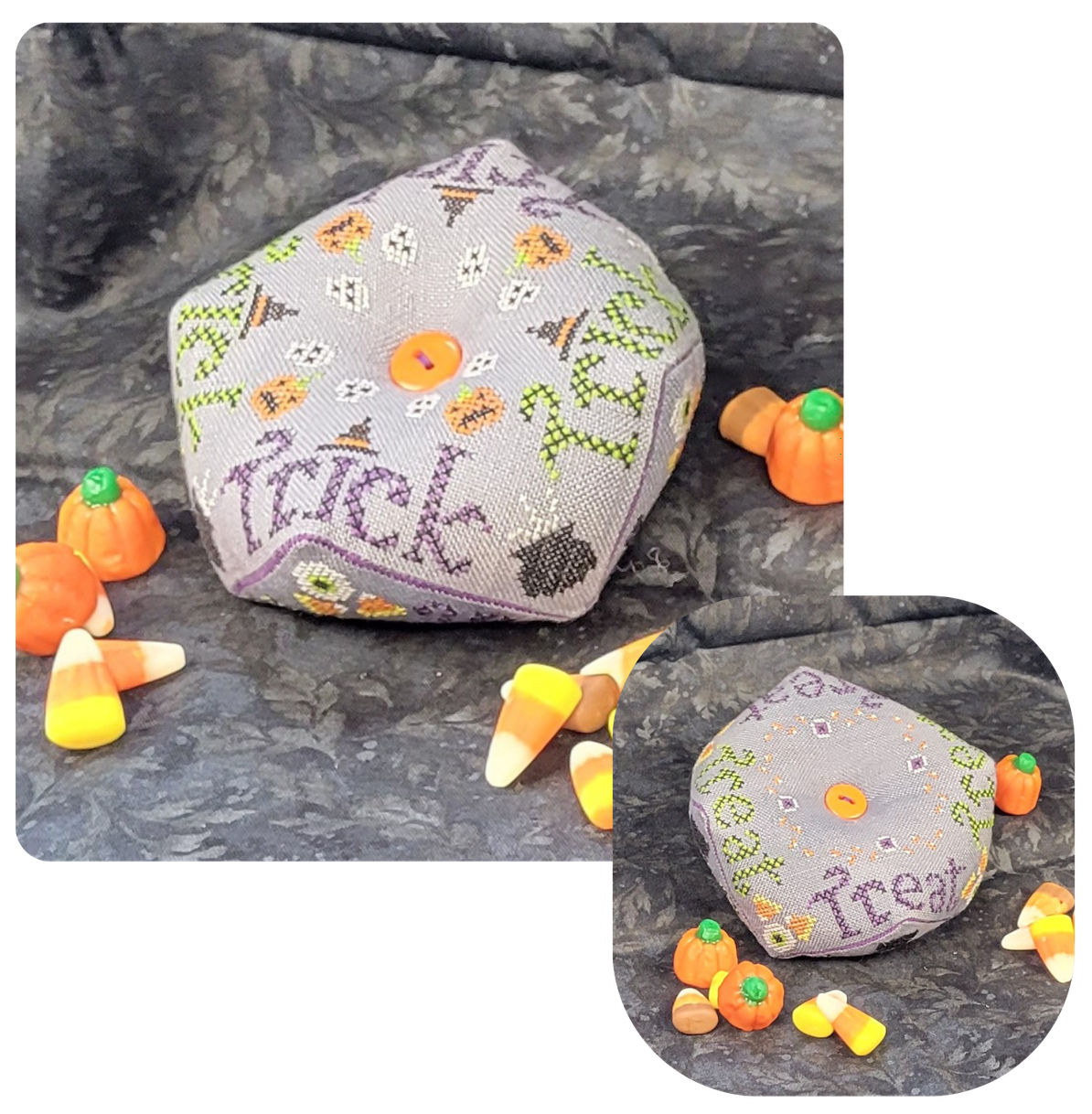 Trick or Treat Biscornu - Wildflower Stitching