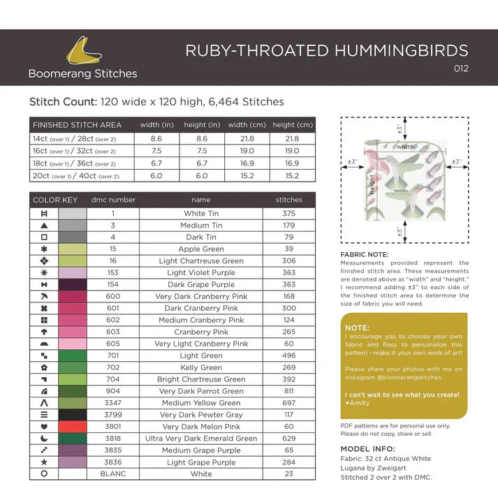 Ruby-Throated Hummingbirds - Boomerange Sttiches