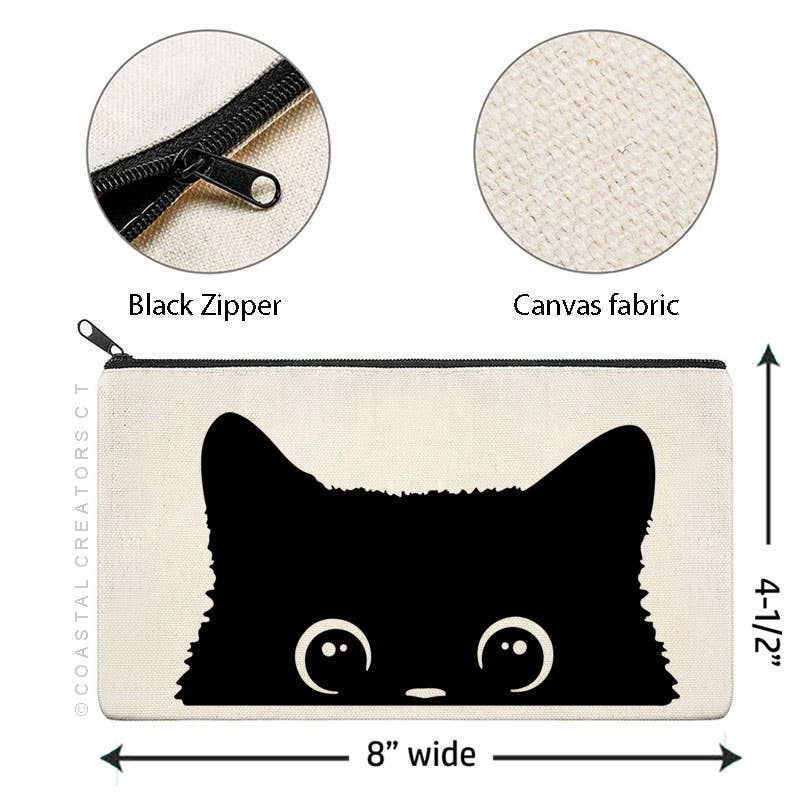 Peeking Cat Canvas Zipper Bag