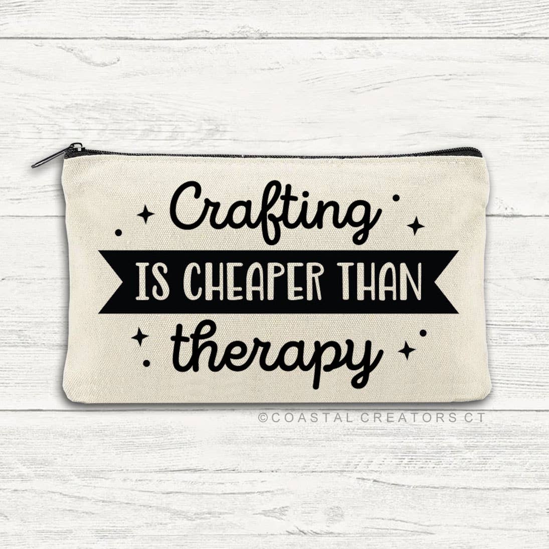 Crafting is Cheaper than Therapy Canvas Zipper Pouch Bag