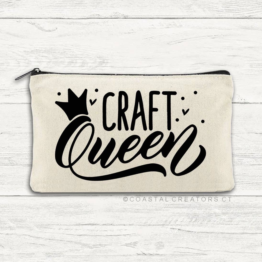 Craft Queen Beige Multi-Use Canvas Zipper Pouch Bag