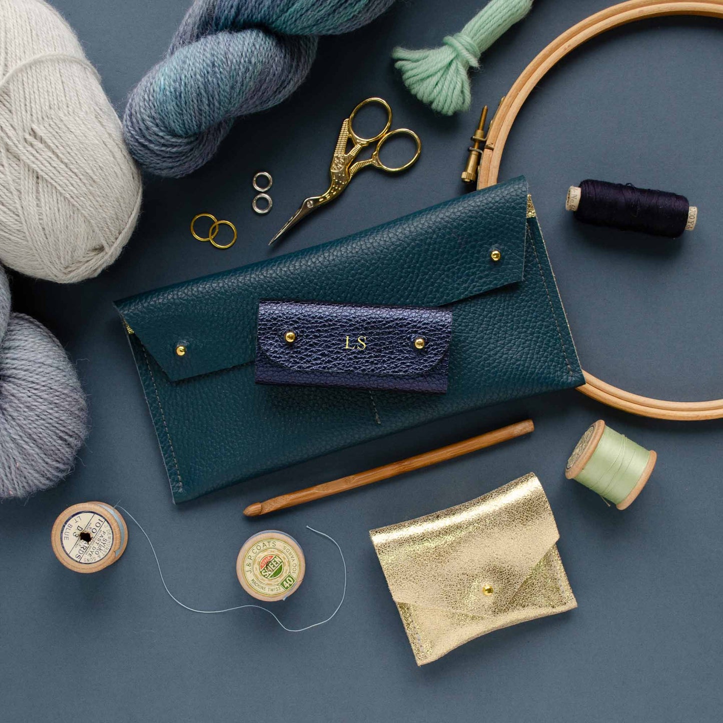Leather Maxi Notions Pouch