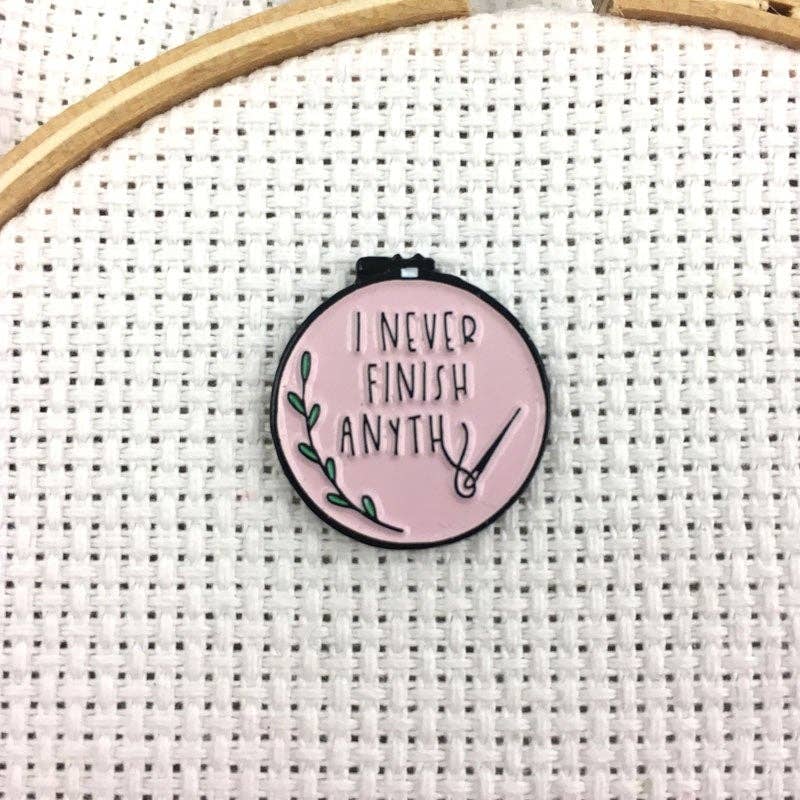 Pink "I Never Finish Anythin..." Needle Minders