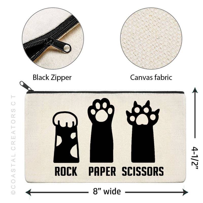 Cat Rock, Paper, Scissors Multi-Use Canvas Storage Bag