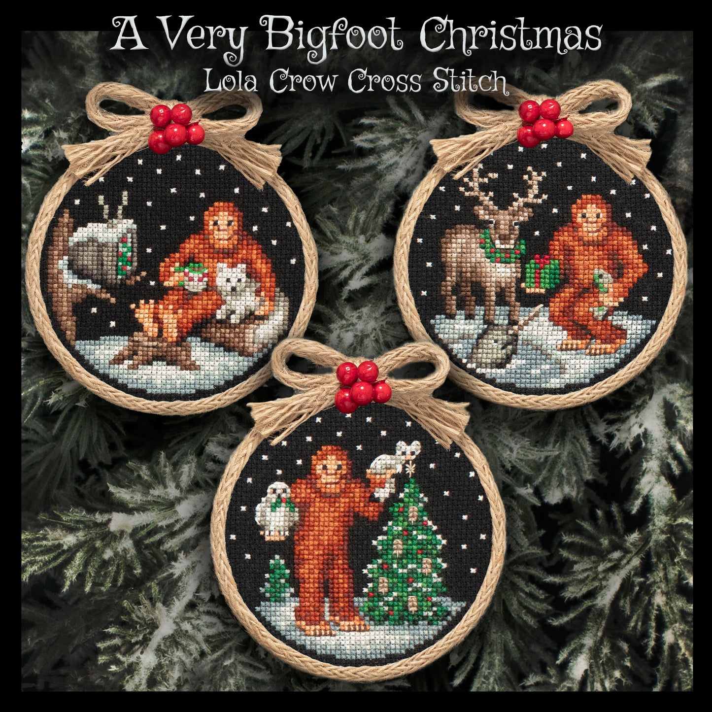 A Very Bigfoot Christmas - Lola Crow Cross Stitch