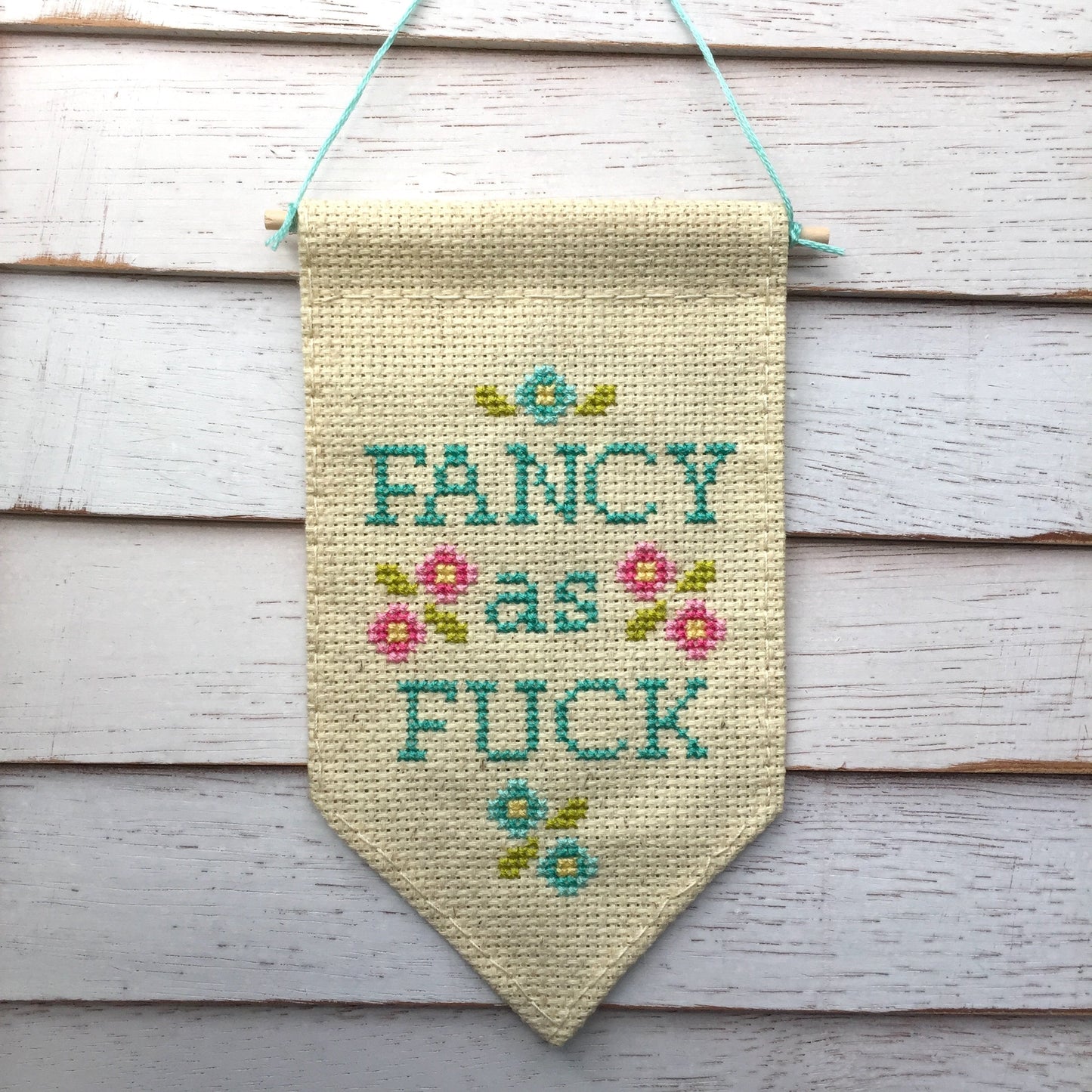 Fancy as F*ck Tiny Banner Counted Cross Stitch Kit - Spot Colors - Online Exclusive