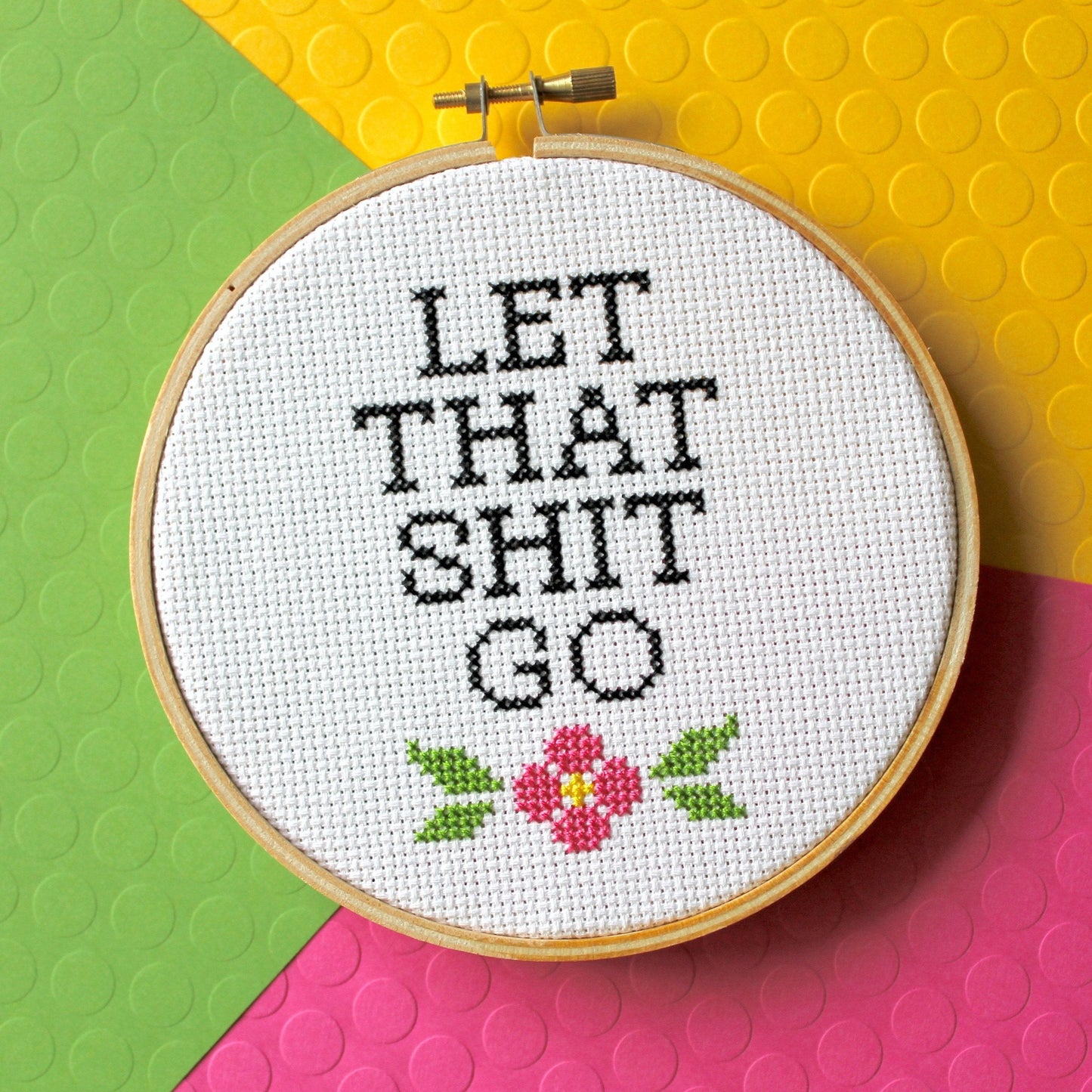 Let That Sh*t Go Counted Cross Stitch DIY KIT Intermediate - Spot Colors - Online Exclusive