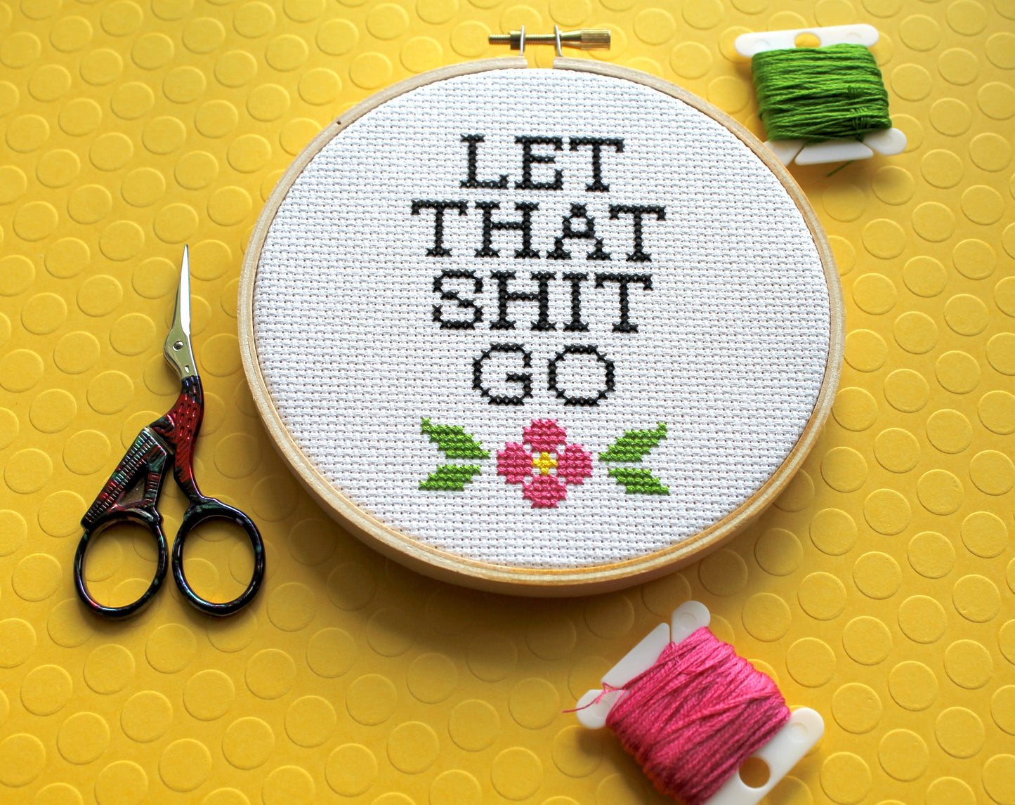 Let That Sh*t Go Counted Cross Stitch DIY KIT Intermediate - Spot Colors - Online Exclusive