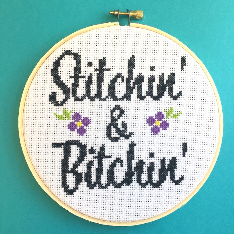 Stitchin' & Bitchin' Counted Cross Stitch DIY KIT Intermediate - Spot Colors - Online Exclusive