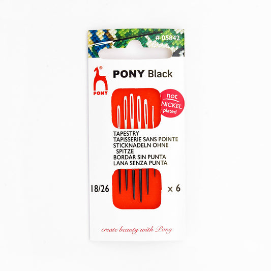 Pony Black nickel-free tapestry needles with White Eyes, Size 28
