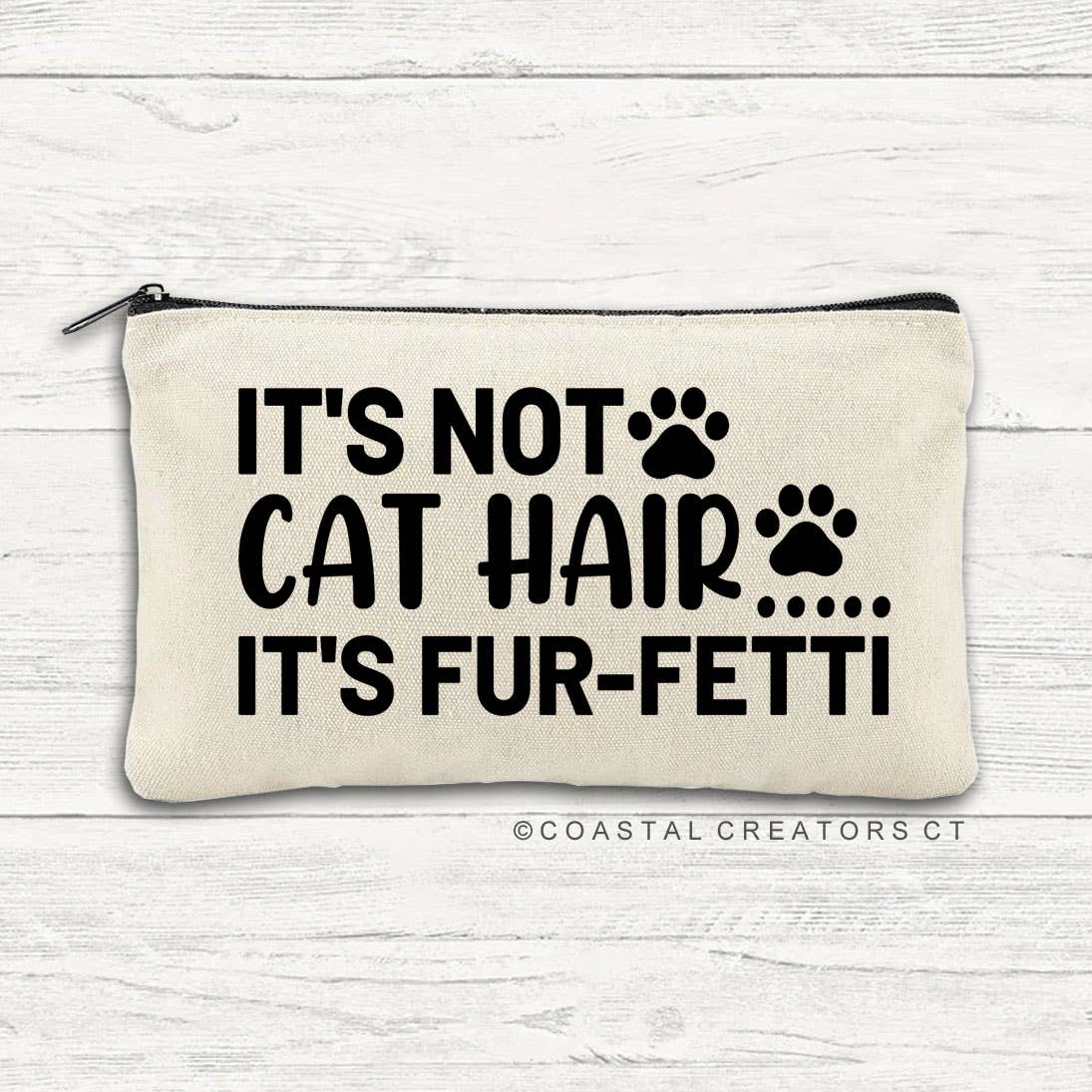 Cat Hair Fur-Fetti Multi-Use Canvas Zipper Pouch Bag