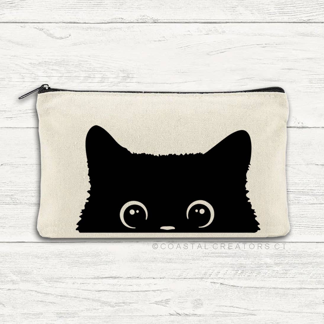 Peeking Cat Canvas Zipper Bag