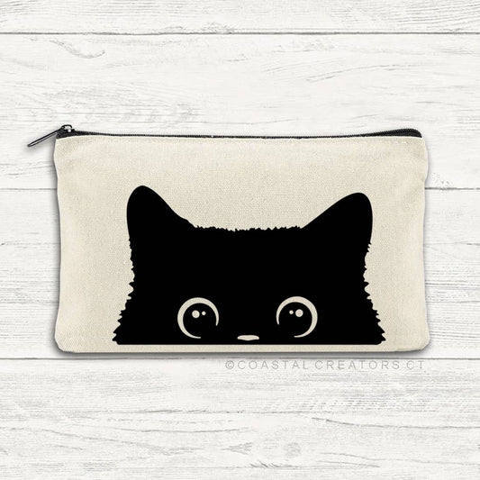 Peeking Cat Canvas Zipper Bag