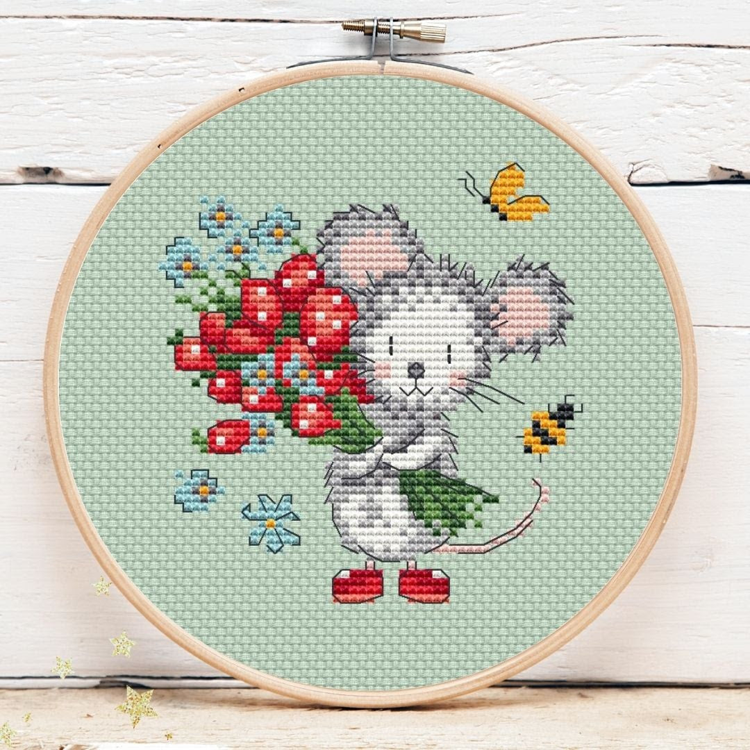 Strawberry Mouse Mini 2 - Artmishka Cross Stitch
