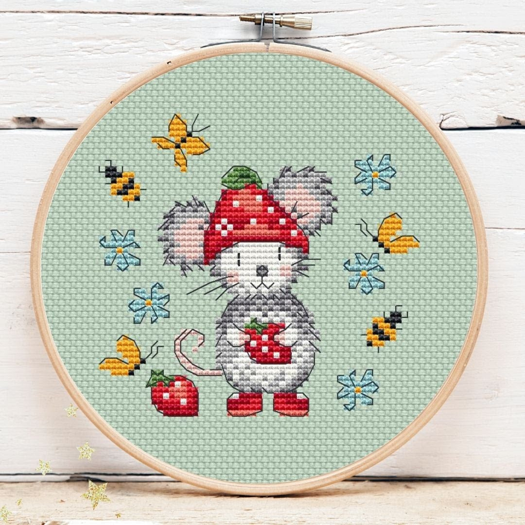 Strawberry Mouse Mini 3 - Artmishka Cross Stitch