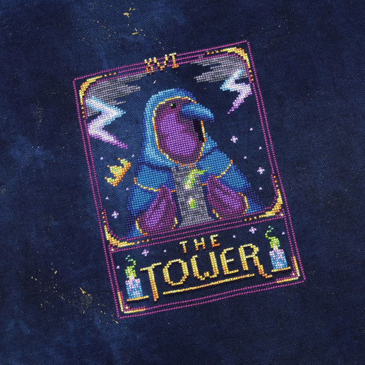 Feather Tarot: The Tower - Fine Frog Stitching